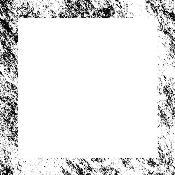 Черно Белый Гранж Фон Квадратная Граница Грандиозном Текстурированном Стиле Обрамления — стоковый вектор