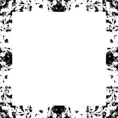 abstract black and white square frame background, grunge texture, vector illustration  