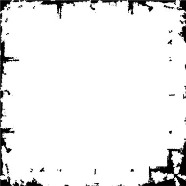abstract black and white square frame background, grunge texture, vector illustration  