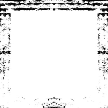abstract black and white square frame background, grunge texture, vector illustration  