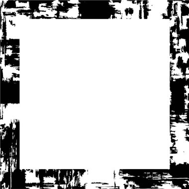 abstract black and white square frame background, grunge texture, vector illustration  