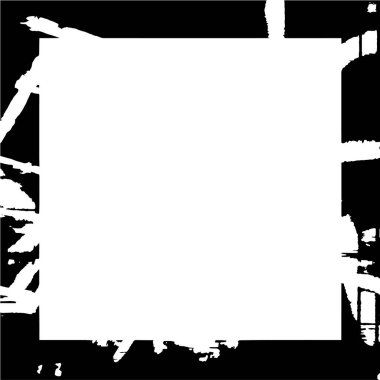 abstract black and white square frame background, grunge texture, vector illustration  