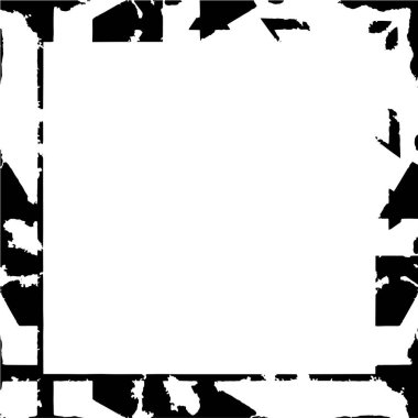 abstract black and white square frame background, grunge texture, vector illustration  
