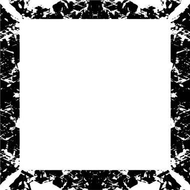 abstract black and white square frame background, grunge texture, vector illustration  