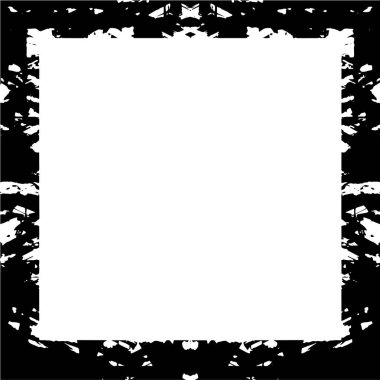 abstract black and white square frame background, grunge texture, vector illustration  