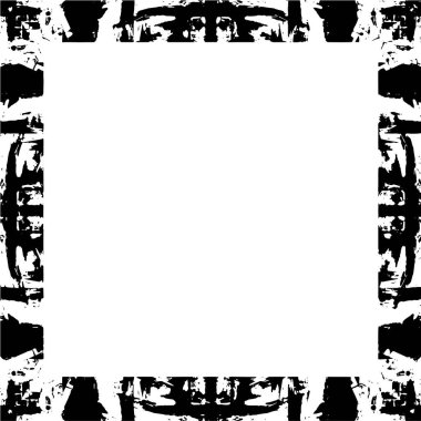 abstract black and white square frame background, grunge texture, vector illustration  