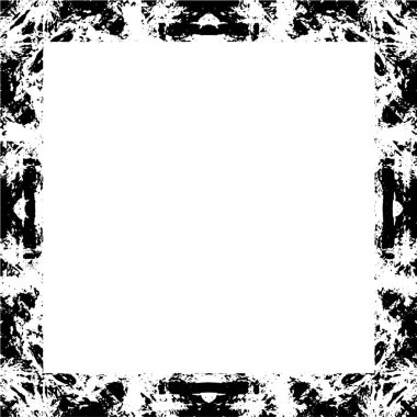 abstract black and white square frame background, grunge texture, vector illustration  