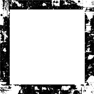 abstract black and white square frame background, grunge texture, vector illustration  