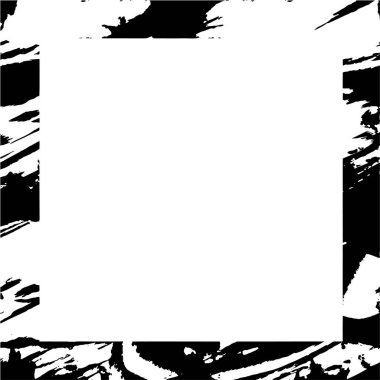 abstract black and white square frame background, grunge texture, vector illustration  