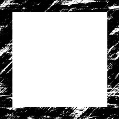 Beyaz arkaplanda siyah grunge kenarlığı olan çerçeve.