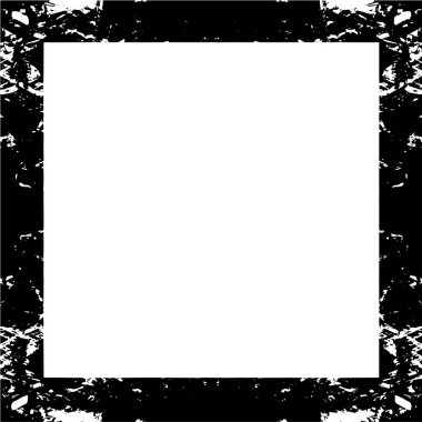 Beyaz arka planda siyah grunge çerçeve. Sıkıntı illüstrasyonu, grunge etkisi yaratmak için basitçe nesnenin üzerine yerleştir. 