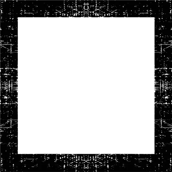 Schwarz Weißer Monochromer Grunge Rahmen Mit Abstrakter Antiker Textur — Stockvektor