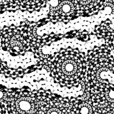 Soyut el çizimi siyah ve beyaz desenli kusursuz doku..