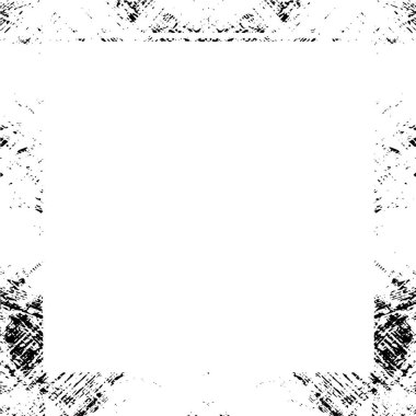 Beyaz arka planda siyah grunge çerçeve. Sıkıntı illüstrasyonu, grunge etkisi yaratmak için basitçe nesnenin üzerine yerleştir. 