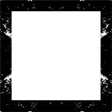 Beyaz arka planda siyah grunge çerçeve. Sıkıntı illüstrasyonu, grunge etkisi yaratmak için basitçe nesnenin üzerine yerleştir. 