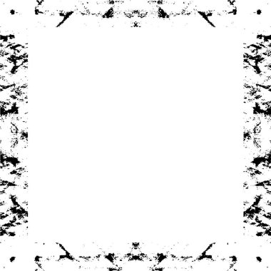 Grunge çerçeve ve sınır. Siyah beyaz grunge. Tehlike örtüsü dokusu. Toz ve kirli duvar arkaplanı. Sıkıntı illüstrasyonu, grunge etkisi yaratmak için basitçe nesnenin üzerine yerleştir
