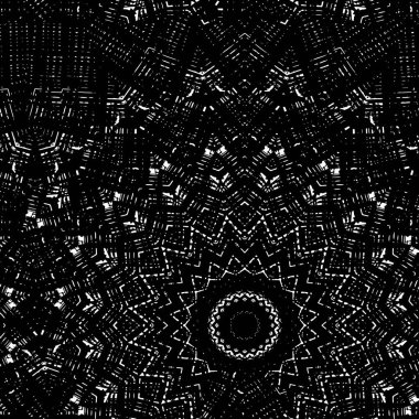 black and white geometric pattern with vintage elements.