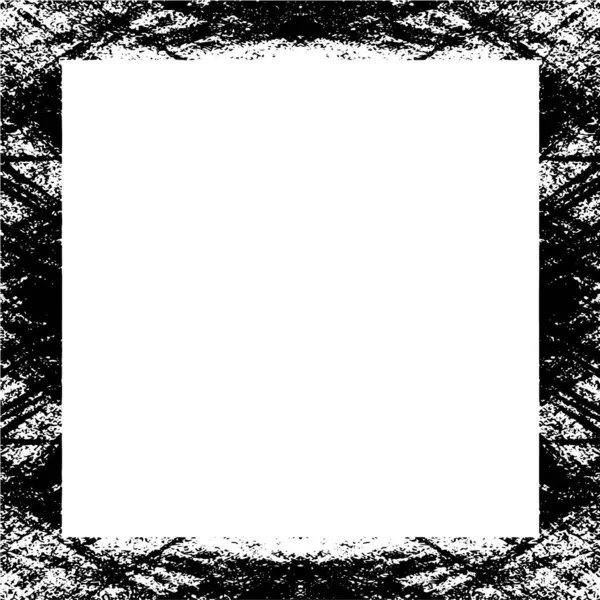 Abstract Frame Black White Worn Effect Grunge Texture — Stock Vector