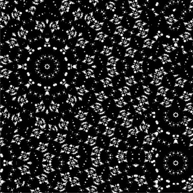 seamless pattern of white doodles on a black background