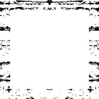 Grunge çerçeve ve sınır. Siyah beyaz grunge. Tehlike örtüsü dokusu. Toz ve kirli duvar arkaplanı. Sıkıntı illüstrasyonu, grunge etkisi yaratmak için basitçe nesnenin üzerine yerleştir