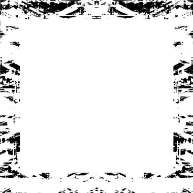 Grunge çerçeve ve sınır. Siyah beyaz grunge. Tehlike örtüsü dokusu. Toz ve kirli duvar arkaplanı. Sıkıntı illüstrasyonu, grunge etkisi yaratmak için basitçe nesnenin üzerine yerleştir