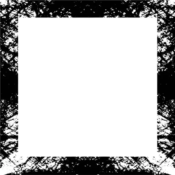 Quadratische Umrandung Grungy Texturierten Stil Für Bilderrahmen Schwarz Weißer Grunge — Stockvektor