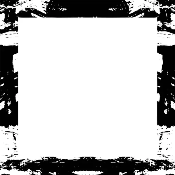 Quadratische Umrandung Grungy Texturierten Stil Für Bilderrahmen Schwarz Weißer Grunge — Stockvektor