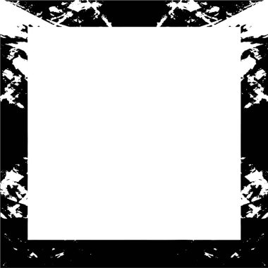 Resim çerçeveleme için biçimsiz desenli kare kenar. Siyah ve beyaz grunge arkaplanı. 