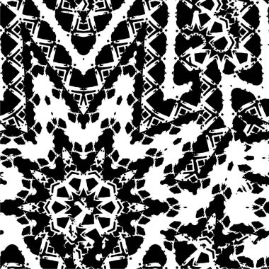 Soyut el çizimi siyah ve beyaz desenli kusursuz doku.