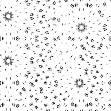 Grunge üst üste biniyor. Soyut siyah-beyaz vektör arkaplanı. Çatlaklarda, noktalarda, noktalarda kirli desenli tek renkli vintage yüzey.