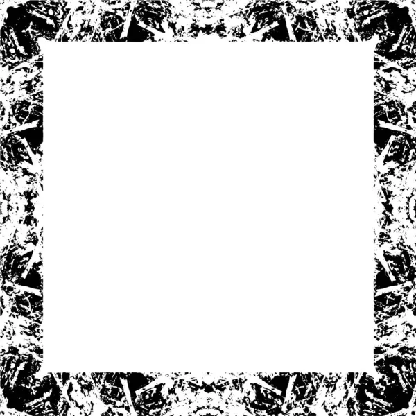 Cadre Rugueux Noir Blanc Fond Grunge Effet Texturé Abstrait Illustration — Image vectorielle