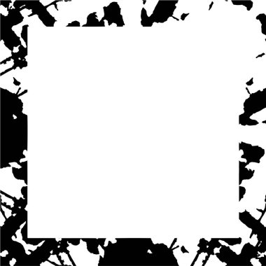 Grunge tarzında çerçevele. Beyaz arka planda siyah çerçeve. Vektör illüstrasyonu.