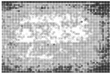 Beyaz arkaplan ile siyah beyaz piksel deseni