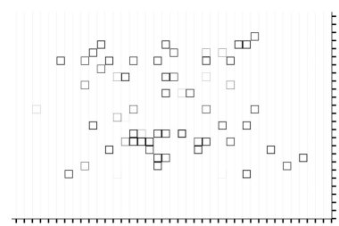Farklı boyutlarda simgeleri olan siyah beyaz bir arkaplan. vektör illüstrasyonu