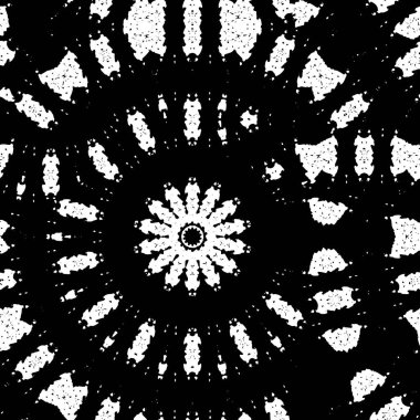 Siyah arkaplanı olan siyah-beyaz dairesel tasarım.