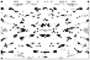 Farklı boyutlarda simgeleri olan siyah beyaz bir arkaplan. vektör illüstrasyonu