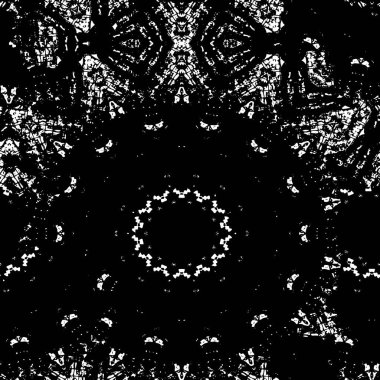 Dairesel bir tasarımın siyah beyaz görüntüsü