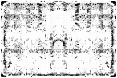 Grunge üst üste biniyor. Soyut siyah-beyaz vektör arkaplanı. Çatlak, leke ve noktalarda kirli desenli tek renkli klasik yüzey. Karanlık korku tarzında eski bir duvar.