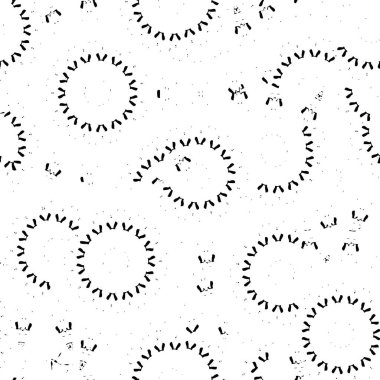 Çemberli soyut siyah beyaz desen, vektör illüstrasyonu