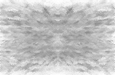 Beyaz arka planda siyah yarım ton doku. Modern Noktalı Futuristik Arkaplan. Gürültü Örtüsü. Dijital olarak oluşturulmuş resim. Pop Art Style. Vektör İllüstrasyonu