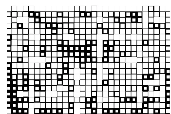 Sfondo Astratto Quadrati Bianco Nero Stile Pixel Art — Vettoriale Stock