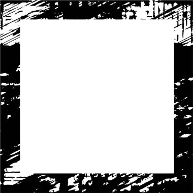 Beyaz arkaplanda soyut grunge siyah kare, vektör illüstrasyonu