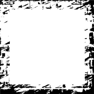 Beyaz arkaplanda soyut grunge siyah kare, vektör illüstrasyonu