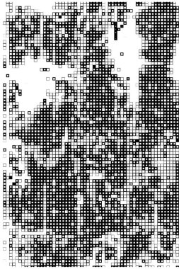 Kareleri olan soyut siyah beyaz arkaplan. Vektör çizimi. Mozaik kavram 