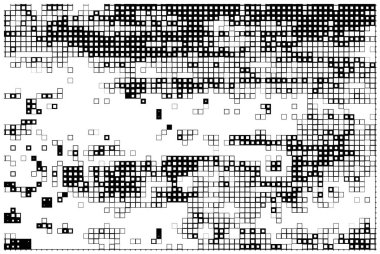 Kareleri olan soyut siyah beyaz arkaplan. Vektör çizimi. Mozaik kavram 