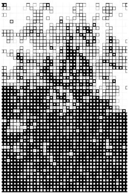 Kareleri olan soyut siyah beyaz arkaplan. Vektör çizimi. Mozaik kavram 