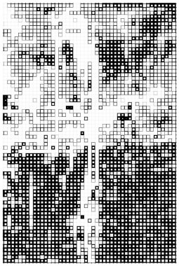 Kareleri olan soyut siyah beyaz arkaplan. Vektör çizimi. Mozaik kavram 