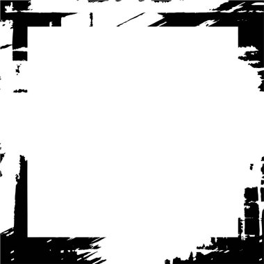 Siyah beyaz eski model. Grunge desenli soyut kare çerçeve