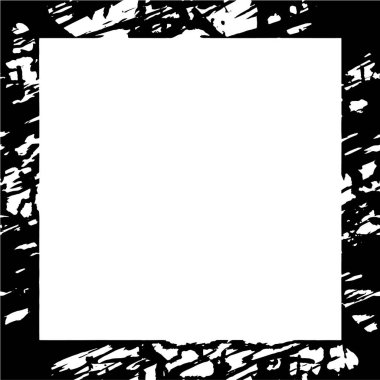 Siyah beyaz eski model. Grunge desenli soyut kare çerçeve