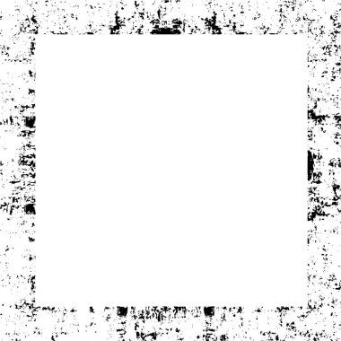 Grunge desenli soyut kare çerçeve. Siyah ve beyaz vintage arkaplan. 